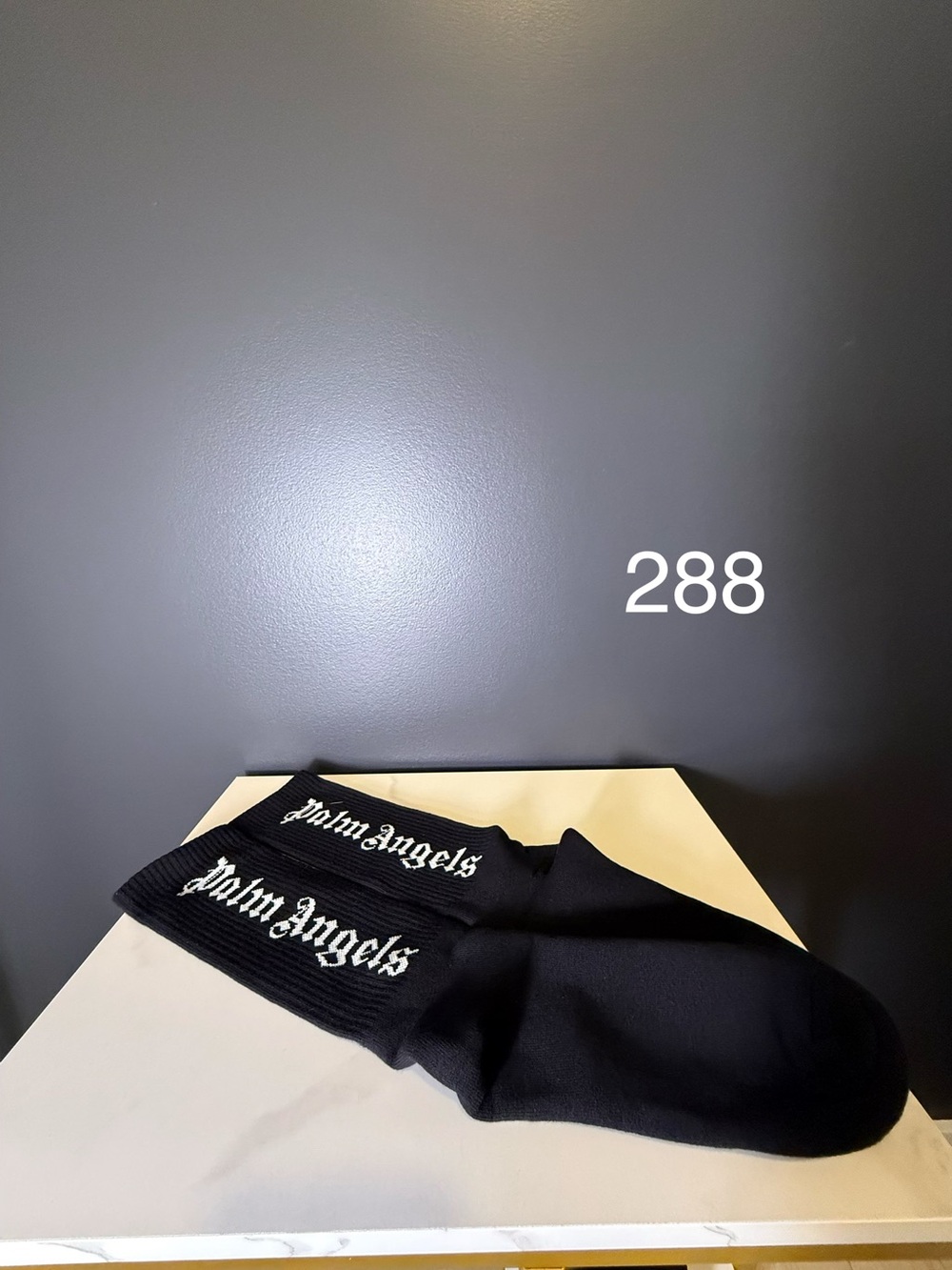 Palm Angels Black Socks with White Script Logo